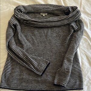 Madewell  Black and White Striped Cowl Neck Sweater